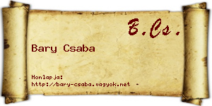 Bary Csaba névjegykártya